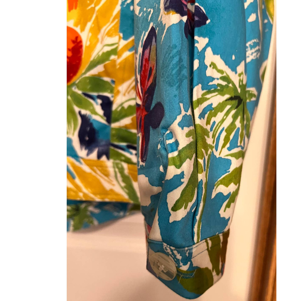 Laura Ashley Women's Long Sleeve Floral Sequin Button Jacket Teal Size L - Picture 7 of 11